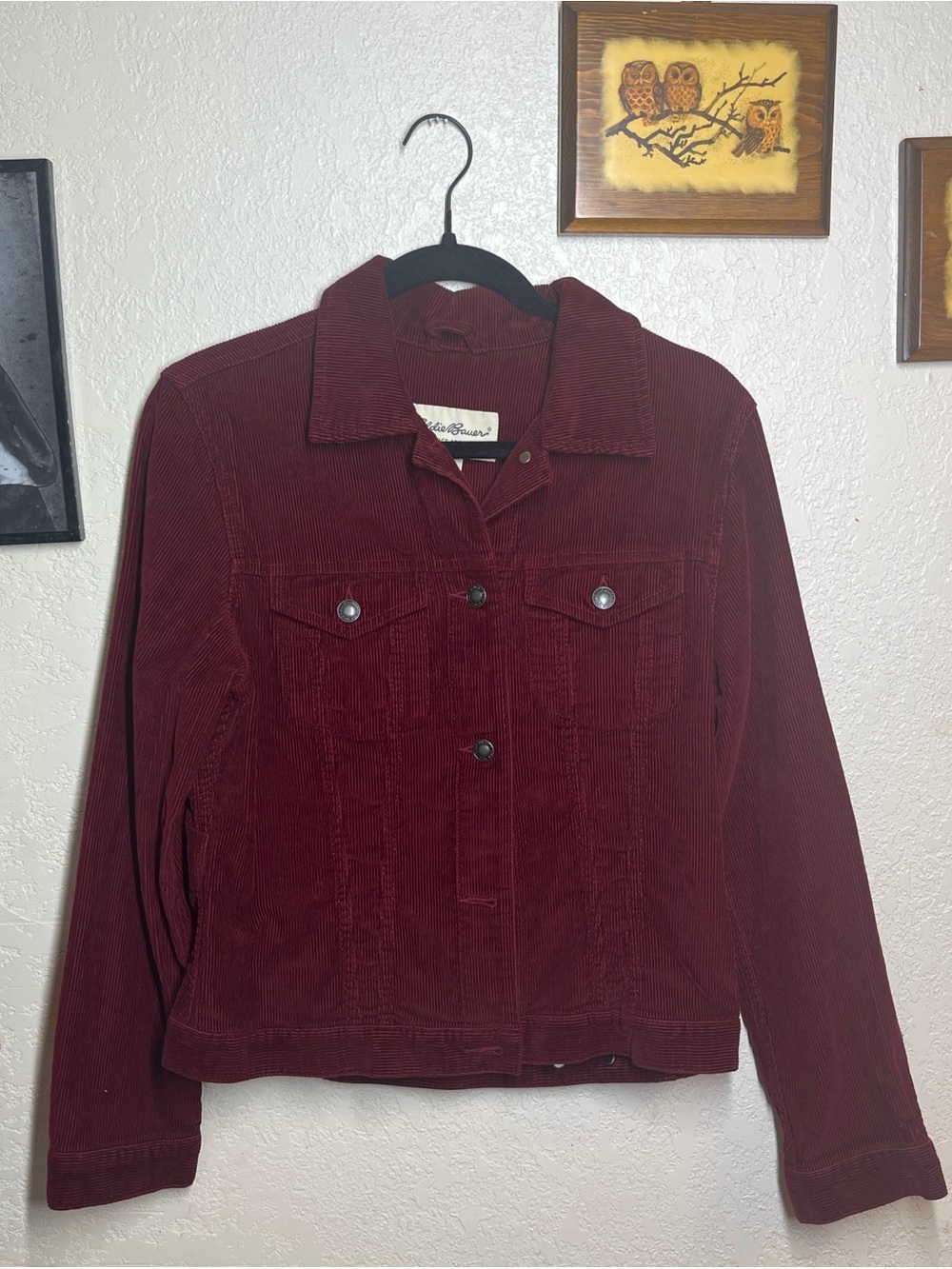 Eddie Bauer Corduroy Jean Jacket in Deep Burgundy